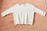 H&M L.O.G.G. White 100% Cotton Textured Knit Sweater S 3/4 Sleeve Photo 0