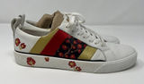 Diane Von Furstenberg Tess 9 Lace Up‎ Sneakers Gold & Red Stripe & Floral Design Photo 0
