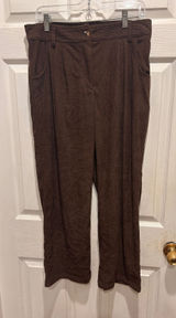 Halara Brown Corduroy Straight Leg Pants Petite Large High Rise Elastic Back Photo 0