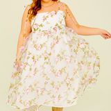 Arula Aria Floral White Pink Appliqué Dress NWT A 1X Photo 0