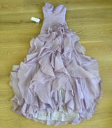 Azazie Mazi Dress Ruffled Sweetheart Neck Christabelle Size US 00 Lilac Photo 0