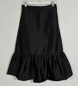 Zara Womens Black Ruffle Hem Midi Skirt Side Zip Elastic Waist M 7521/252/800 Photo 0