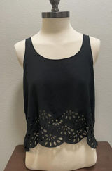 Brandy Melville Black Floral Cut Out Crop Top Photo 0