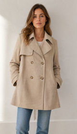 Bailey 44 Women's Taupe Faux Suede Double Breasted Trench Coat M Photo 0