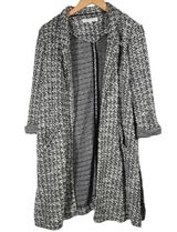Adyson Parker Womens Blazer Jacket Black White Textured Open Front Long Sleeve L Photo 0