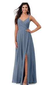 Azazie Lennon Dusty Blue Chiffon Dress Photo 0