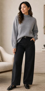 Aritzia Wilfred Free Gray Fuzzy Mock Neck Sweater M NWT Oversized Pullover Photo 0