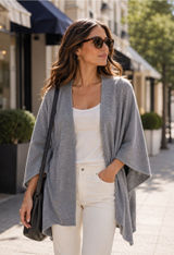 Ann Taylor Gray Knit Open‎ Front Kimono Cardigan Sweater Women's Photo 0