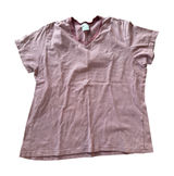 Nike Womens V Neck T Shirt Pink White Striped Short Sleeve Tee Size M Photo 0