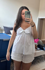 white bow blouse spaghetti straps Photo 0