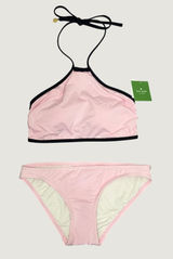 Kate Spade Plage Du Midi Halter Bikini Set Blossom Pink Black XS Preppy Coquette Photo 0