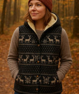 Free People Quilted Vest Fleece Lined Hood Deer Pattern‎ Size Extra Small Photo 0