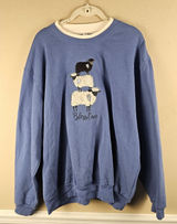 Vintage Morning Sun Womens Blue Bless Ewe Sheep Sweater XL Grannycore Photo 0