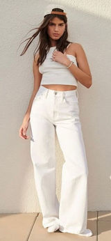 ✨H&M White Wide Ultra High Sz 6 White Jeans✨ Photo 0