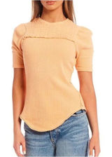 We The Free Free People‎ Red Delicious Tee Sunset Drive Raw Hem Thermal Top XS Photo 0