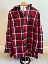 Lauren Ralph Lauren Wool Plaid Shirt Jacket Womens 1X‎ Red Shacket Quarter Zip Photo 0