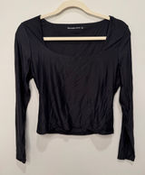 Abercrombie & Fitch Black Square Neck Long Sleeve Top Size Large Photo 0