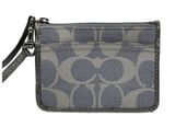 COACH Gray Coated Canvas Card Holder Wallet Wristlet Photo 0