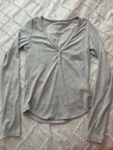 American Eagle Grey Long Sleeve Top Photo 0