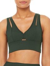 ALO YOGA UNITED BRA DOUBLE V NECK in Hunter Green Small Photo 0