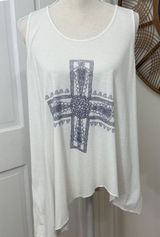 We The‎ Free Cross Tank Top Small Boho Asymmetric Hem Beach Festival Y2K Grunge Photo 0