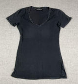Groceries Apparel T-Shirt Womens S Black V-Neck Short Sleeve Organic Cotton Top Photo 0