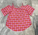 Charming Charlie Pink Orange & White Floral Print Off‎ the Shoulder Y2K M Photo 0