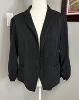 Maurices Womens Black Ruched 3/4 Sleeve Single Button Blazer Jacket Size XL Photo 0