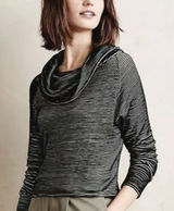 Anthropologie Dolan Striped Cowl Neck Top Black White Long Sleeve Pullover M Photo 0