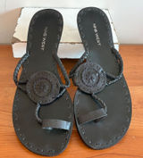 Nine West Hemi Black Leather Braided Medallion Kitten Wedge Sandals 8.5M Photo 0