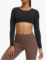 Backless Workout Cropped T Shirt Top Black Size XS Photo 0