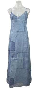 ASOS Design Womens Blue Sleeveless Denim Patchwork Camisole A-line Maxi Dress 4 Photo 0