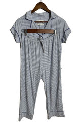 The Cat's Pajamas Set Blue White Stripe Pima Cotton Modal size S Lounge Sleep Photo 0