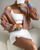 Color Block Cropped Knit Cardigan Photo 0