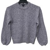 J. Crew Puff Sleeve Crew Neck Sweater‎ Purple Cotton Crew Neck Pullover Size L Photo 0