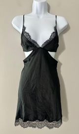 Victorias Secret Black‎ Lace Trim Cutout Slip Mini Dress Chemise Size XS Photo 0