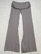 OQQ Yoga Pants Women XL Gray Athleisure Y2K Flare Leg Foldover Waistband Casual Photo 0