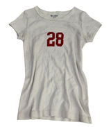 John Galt Brandy Melville White Ribbed 28 Graphic Baby Tee Short Sleeve‎ Small Photo 0