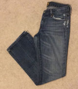 7 For All Mankind Distressed Blue Boot Cut Jeans Photo 0