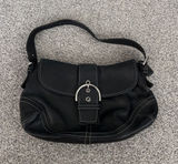Y2K VTG Coach Soho Black Leather Buckle Flap Shoulder Bag‎ 9248 Contrast Stitch Photo 0