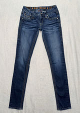 Rock Revival Women's Alivia Skinny Dark Wash Low Rise Jeans Studded Sz 27 Photo 0