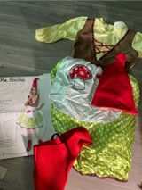 Ms. Gnome Women’s Mini Dress in Lime Green Polka Dot with Red Hat Photo 0