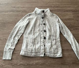Hollister Gray Sherpa Lined Coat Womens Medium Funnel Neck Button Front Jacket Photo 0