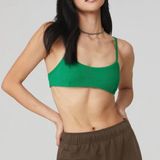 ALO Yoga Ribbed Manifest Bra Green Emerald Size Medium NWOT Photo 0