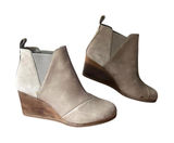 TOMS Boots Women's 8 Beige Leather Wedge Ankle Booties Pull On Casual Minimalist Photo 0