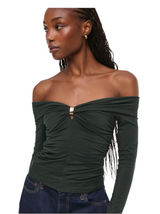 Abercrombie & Fitch Green Gold Hardware Off-the-Shoulder Modal-Blend Top Size XS Photo 0
