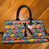 Dooney & Bourke colorful Hearts Print Tote Handbag Multicolor NO STRAP Photo 0