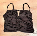 Urban Outfitters Ruched Front Cami Tank Crop Top Black Sleeveless Medium M Photo 0