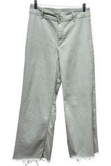 OAT New York High Rise Wide‎ Leg Raw Hem Jeans Women Sz 10/30 Sage Green Photo 0
