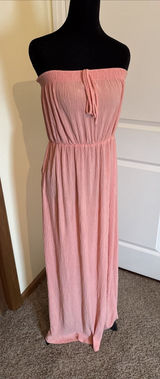 Ces Femme Coral Sleeveless‎ Maxi Dress Goddess Style Large Beach Resort Vacation Photo 0